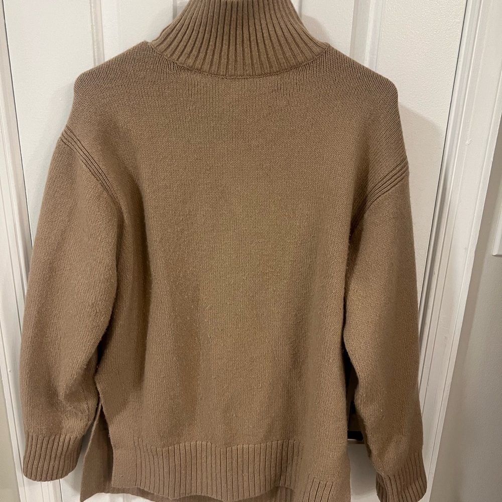 H&M Tan Cowl Neck Sweater with Ribbed Detailing